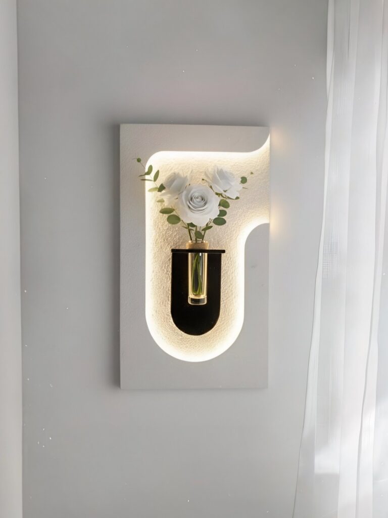 wall mounted hydroponic vase with led light curved j shaped