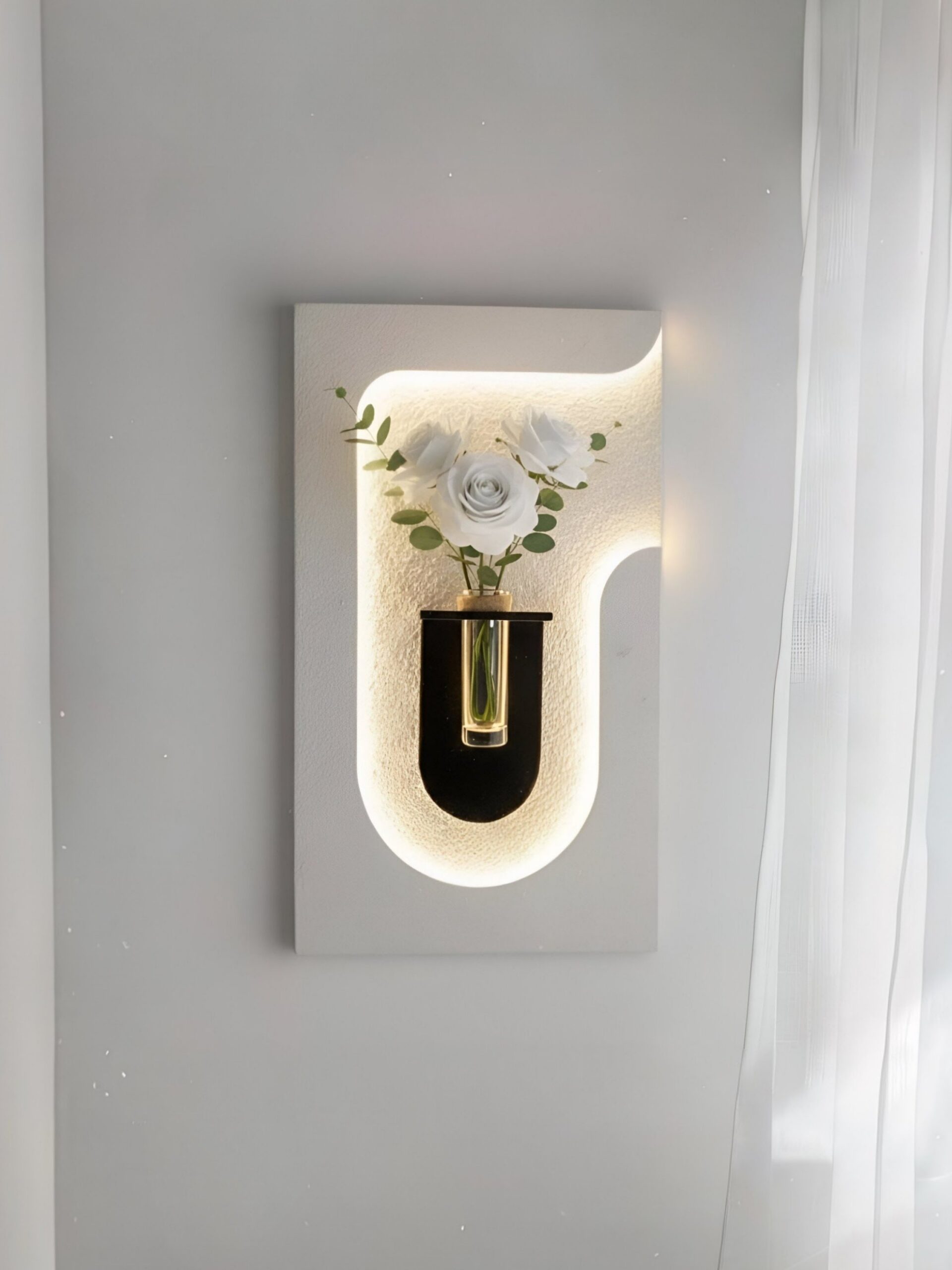 wall mounted hydroponic vase with led light curved j shaped