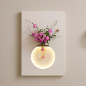 modern wall décor with led light & hydroponic vase – pot shaped