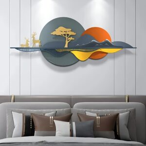 handcrafted vibrant multicolour scenic metal wall art
