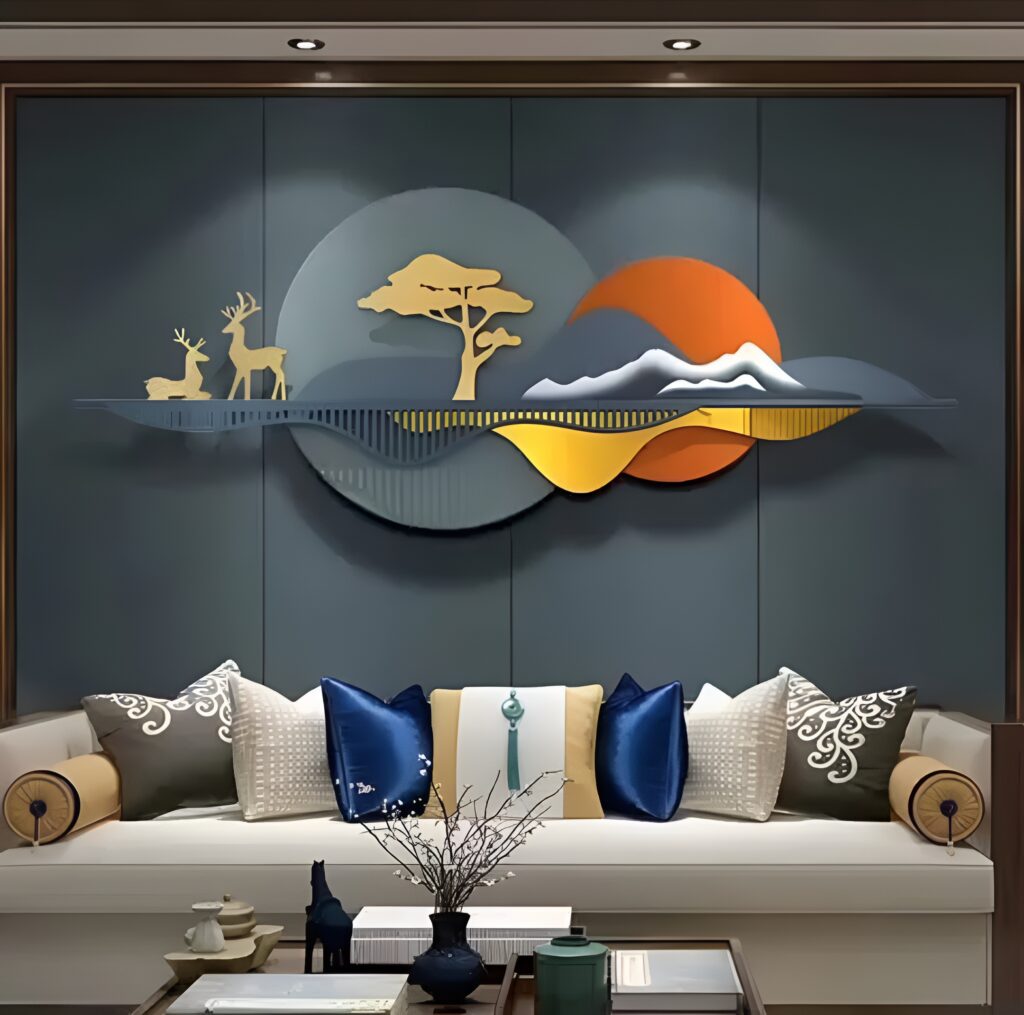 handcrafted vibrant multicolour scenic metal wall art