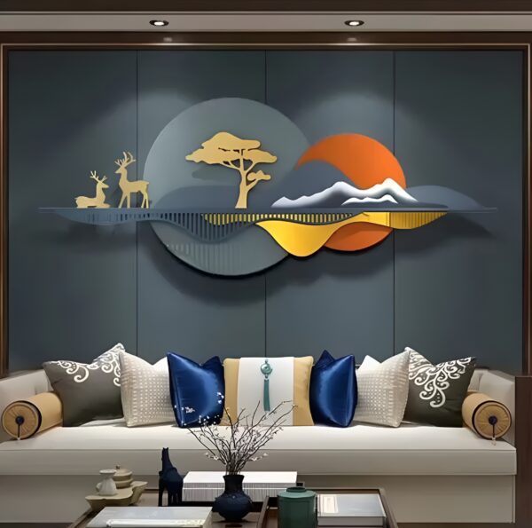 handcrafted vibrant multicolour scenic metal wall art