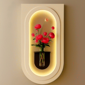 handcrafted wall mounted hydroponic vase with led backlight – u shaped