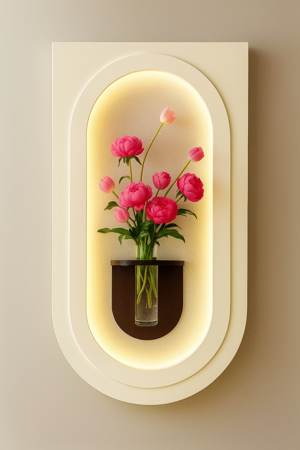 handcrafted wall mounted hydroponic vase with led backlight – u shaped