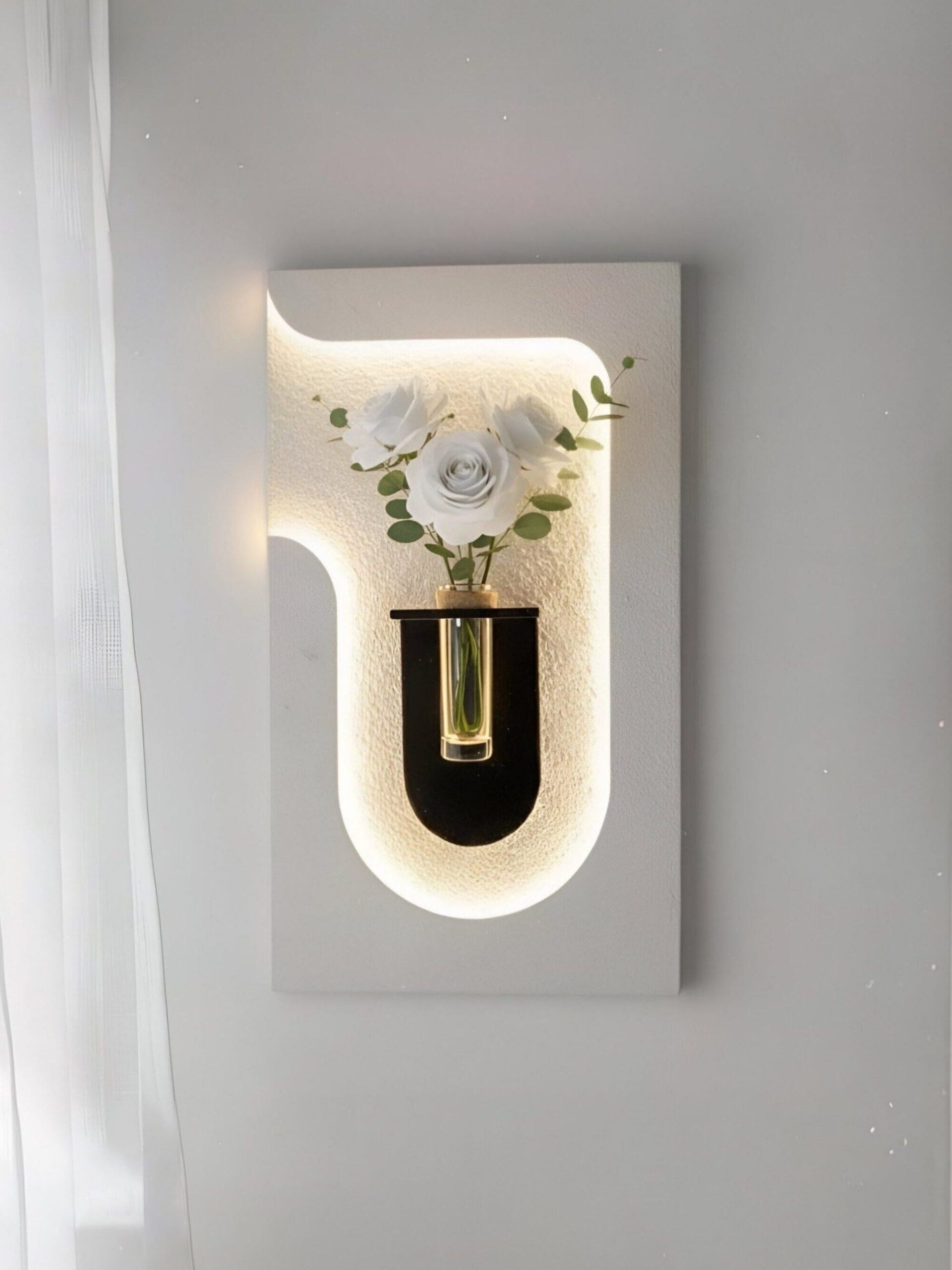 wall mounted hydroponic vase frame with led light q shaped(left)