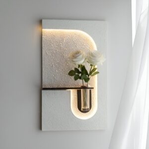 wall mounted hydroponic vase with led light for modern decor – j shaped