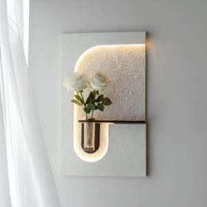 wall mounted hydroponic vase with led light for modern decor – j shaped(left) copy